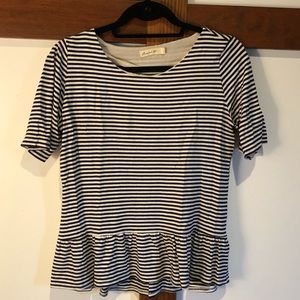 Blue & White striped peplum blouse